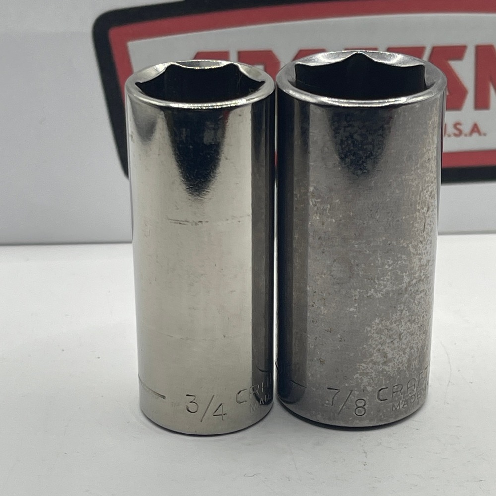 Craftsman 3/8 Drive Deep Well‎ Socket 3/4 7/8 6-Point USA 43337 43339 G Series